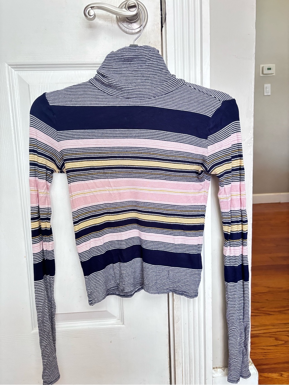 Prince & Fox Navy, White & Yellow Striped Turtleneck Long sleeve Top